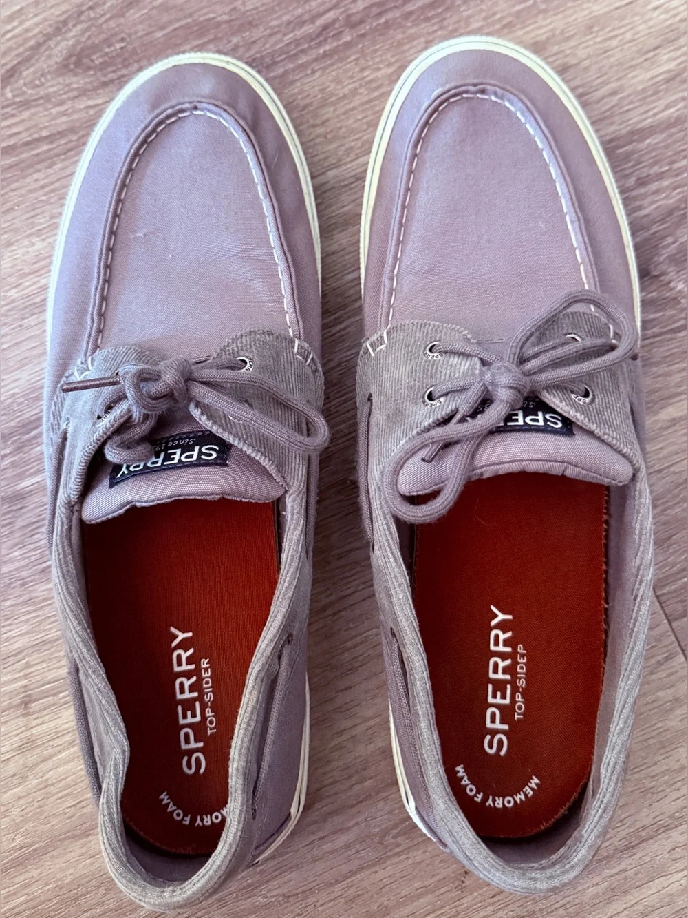 Sperry Top-Sider Boat Shoes size 12M Gray Purple Corduroy Memory Foam Loafers